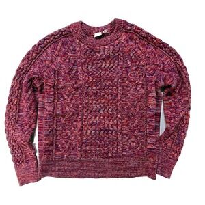 Gap Sweater Women M Multicolor Cable Knit Crewneck Pullover Fair Isle Cottage
